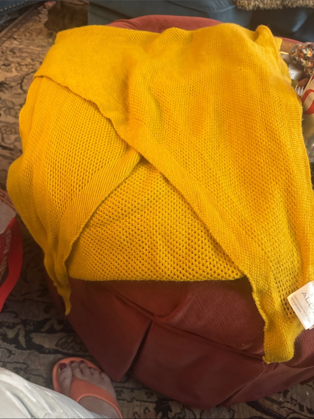 Aldo Bright Yellow Knit Wrap Scarf
